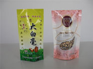 O produto comestível levanta-se o saco de plástico da folha de alumínio para o chá que empacota com parte superior do zíper