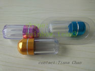 Os tubos de ensaio transparentes azuis do comprimido/Waterproof recipientes plásticos pequenos do comprimido com tampão do metal