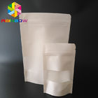 Doypack branco levanta-se sacos de papel Ziplock de Kraft dos malotes do café com janela/zíper claros