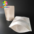 Doypack branco levanta-se sacos de papel Ziplock de Kraft dos malotes do café com janela/zíper claros