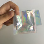 O malote autoadesivo da folha que empacota o saco iridescente holográfico da etiqueta metálica da etiqueta para o brilho comestível/vislumbra