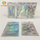 Saco de empacotamento cosmético da janela clara personalizado imprimindo o malote plástico de Mylar do holograma