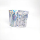 Shinny o saco de empacotamento cosmético do holograma lustroso biodegradável com parte dianteira transparente
