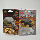 Vão os comprimidos masculinos que embalam, embalagem do realce do cartão do rinoceronte 3D da cápsula do comprimido do sexo reciclada