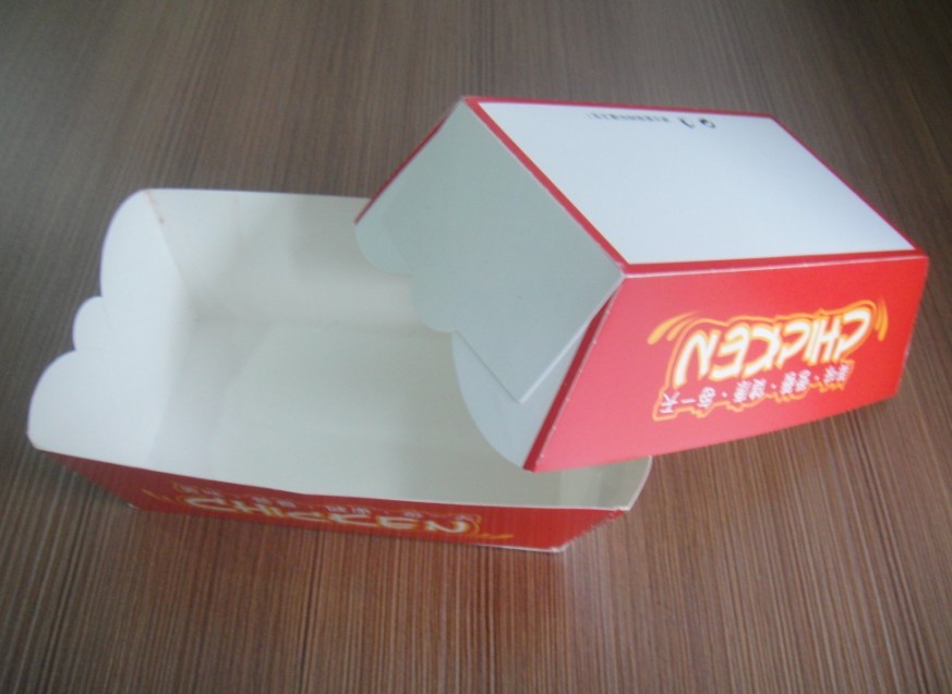 Caixa de papel do fast food vermelho para o alimento ir, logotipo do OEM impresso