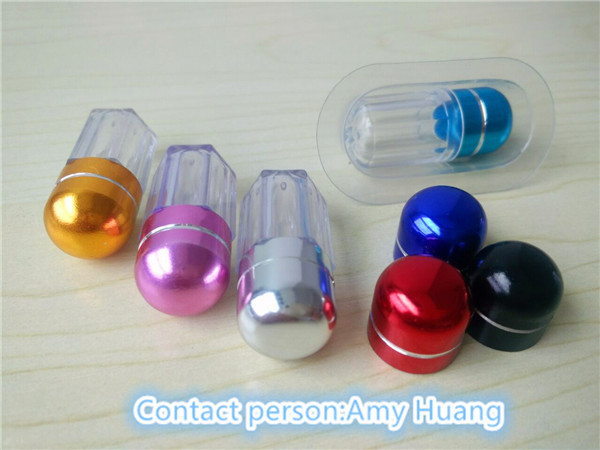 Esvazie garrafas de comprimido plásticas da garrafa pequena da medicina com tampão vermelho/azul/roxo