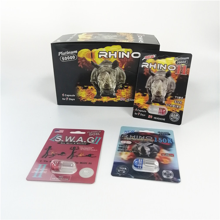 As marcas próprias de empacotamento personalizadas do cartão da bolha do logotipo escolhem a pantera 7 preta do rinoceronte 3D 69 da folha