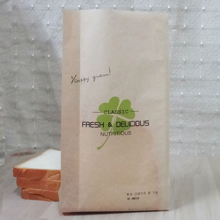 O empacotamento feito sob encomenda do saco de papel de Kraft do produto comestível representa acima o pão/bolo