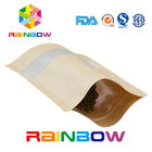 Saco seco Ziplock personalizado do empacotamento de alimento de Doypack dos sacos de papel do papel de embalagem de Brown Com janela