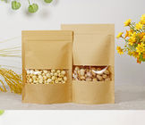 Sacos de papel personalizados para os alimentos de petisco, saco de papel de Kraft para a pipoca com janela