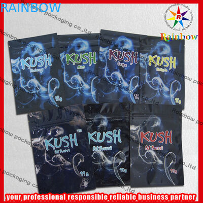 Sacos de plástico do fecho de correr da folha de alumínio de Kush, saco colorido do zíper do incenso erval