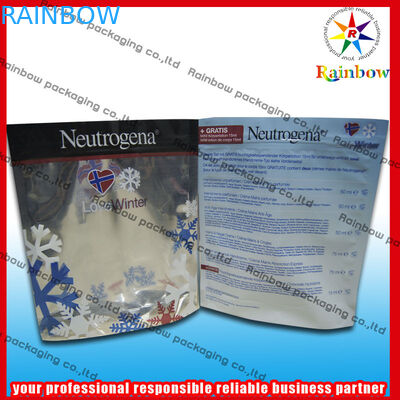 A folha levanta-se o saco de empacotamento cosmético recicl com o Ziplock para o pó da pérola