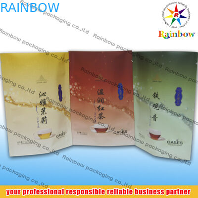 Empacotamento inferior dos saquinhos de chá do reforço impresso com logotipo para o chá da folha solta