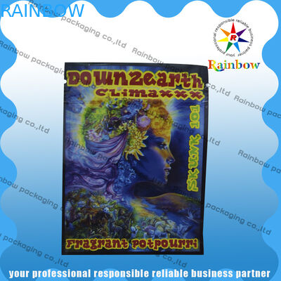 Down2earth/Geeked acima/umidade erval dos sacos de plástico do fecho de correr do incenso ouro de Diablo - prova