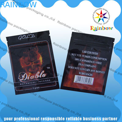 Down2earth/Geeked acima/umidade erval dos sacos de plástico do fecho de correr do incenso ouro de Diablo - prova