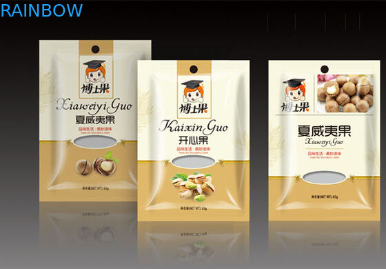 Três malotes laterais da folha do selo que empacotam com a janela do zíper para o empacotamento da porca