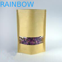 Zíper personalizado capacidade de 150 sacos de papel do grama com janela transparente