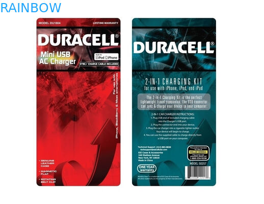 embalagem vermelha Eco-amigável do cartão da bolha para o carregador de USB que empacota com logotipo impressa