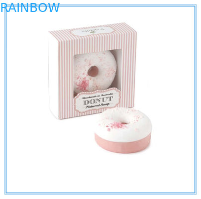 Papel feito à mão recicl caixa de empacotamento do sabão cor-de-rosa decorativo