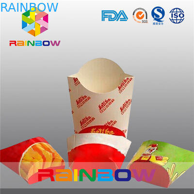 A caixa de papel de dobramento que empacota para as batatas fritas que empacotam, leva embora a caixa de papel do fast food