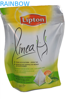 O ANIMAL DE ESTIMAÇÃO curvado gracioso de Lipton/sacos de empacotamento chá de VMPET/PE levanta-se