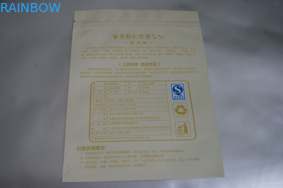 Saquinhos de chá lisos da folha de alumínio que empacotam com o entalhe do zíper e do rasgo para o crisântemo Matt