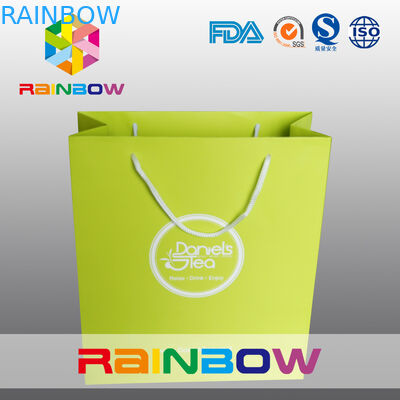 A parte inferior quadrada recicl personalizou sacos de papel/sacos de compras de papel impressos