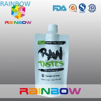 O estilo claro levanta-se o malote plástico com o bico para o suco do bebê