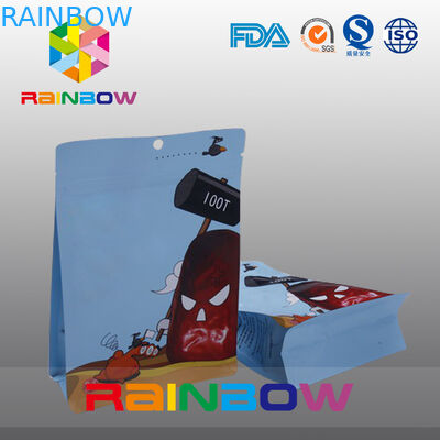 Malotes plásticos impressos Gravure de parte inferior lisa que empacotam Resealing Ziplock do produto comestível