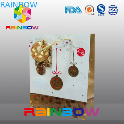 Saco de papel personalizado impresso luxo da parte inferior lisa com o cordão para o presente