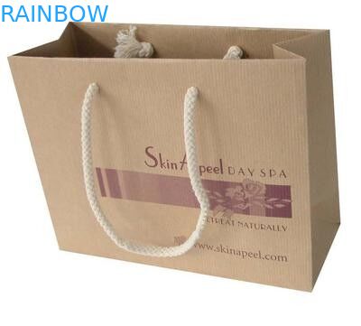 O saco de papel de Brown Kraft personalizou a impressão com o cordão para o presente/compra