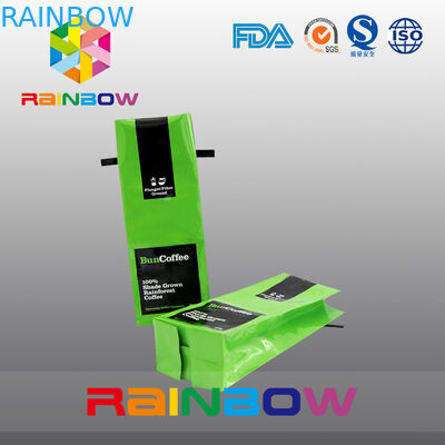 Folha de alumínio de empacotamento dos sacos do chá lateral lustroso do reforço, malote verde do café do laço da lata