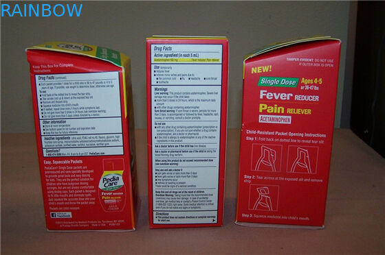 Pacotes ondulados personalizados da caixa de papel com o carimbo quente, vermelho