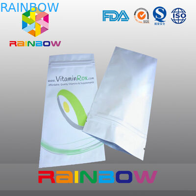 Malote plástico branco de produto comestível da parte inferior do bloco que empacota com o costume da folha de alumínio impresso