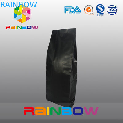 O preto personalizado imprimiu os sacos inferiores do reforço, malote plástico do café com zíper/válvula