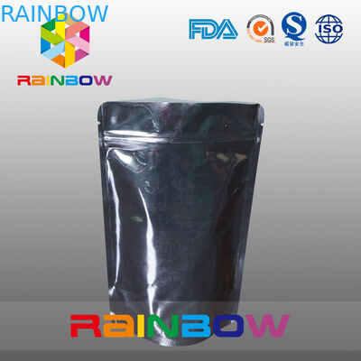 Malote impresso personalizado da folha de alumínio que empacota para o pó da proteína, preto