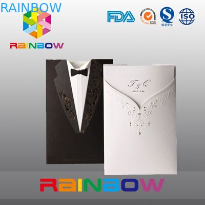 Sacos de papel personalizados luxuosos para o cartão do convite do casamento com cópia vívida