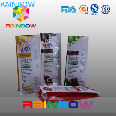 O costume imprimiu os sacos de plástico da parte inferior lisa, saco da parte inferior do bloco do selo do quadrilátero com janela clara