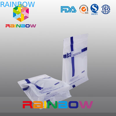 O costume imprimiu os sacos de plástico da parte inferior lisa, saco da parte inferior do bloco do selo do quadrilátero com janela clara