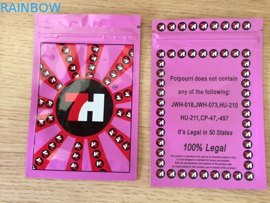 Incenso erval do pot-pourri da folha de alumínio que empacota com o entalhe do zíper e do rasgo