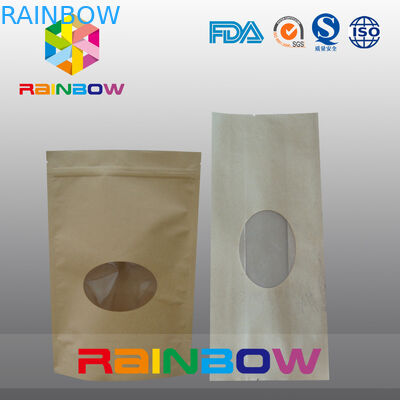 Saquinhos de chá do papel de Doypack Kraft Brown que empacotam com a janela oval dianteira
