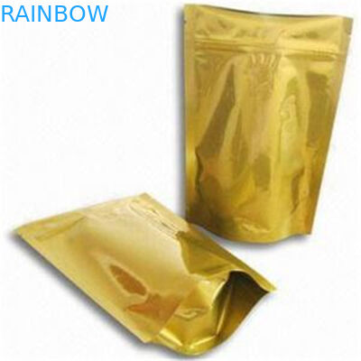 Malotes plásticos lustrosos do ouro que empacotam com o saco de empacotamento da impressão do zíper/ouro