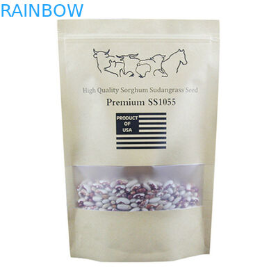 Janela impressa Resealable impressa costume dos sacos de papel de Kraft para sementes da planta