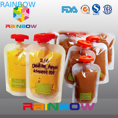 Malote ereto do bico do auto claro para o doce/suco, saco reusável de Packging do alimento para o bebê da criança
