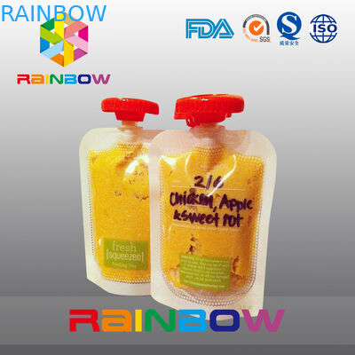 Malote ereto do bico do auto claro para o doce/suco, saco reusável de Packging do alimento para o bebê da criança