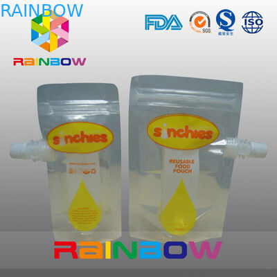 Levante-se o malote líquido do suco, impressão do gravure dos malotes da bebida dos zíperes