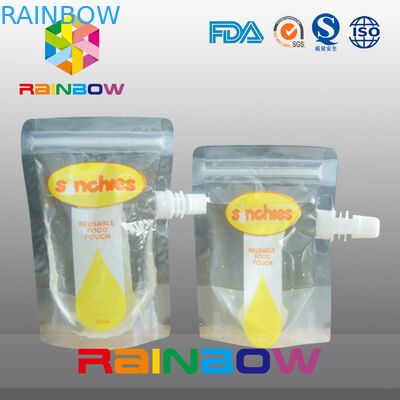 Levante-se o malote líquido do suco, impressão do gravure dos malotes da bebida dos zíperes