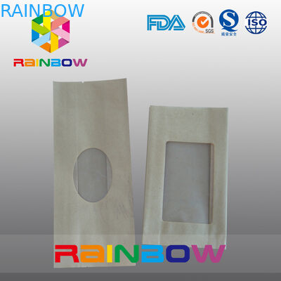 Saco de papel de Kraft do reforço para os doces/produto comestível seco que empacotam com janela clara