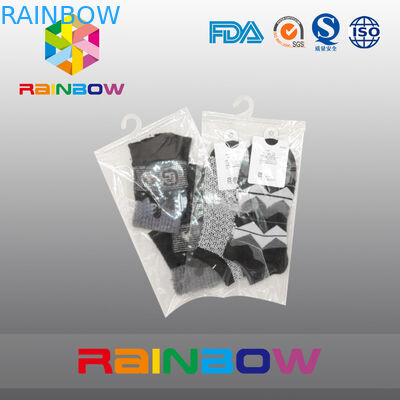 Malotes plásticos claros brancos do leite que empacotam o saco de suspensão do gancho com o zíper para peúgas