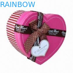 Luxo decorativo caixa de papel recicl dada forma coração do presente, caixa de papel cor-de-rosa para o chocolate